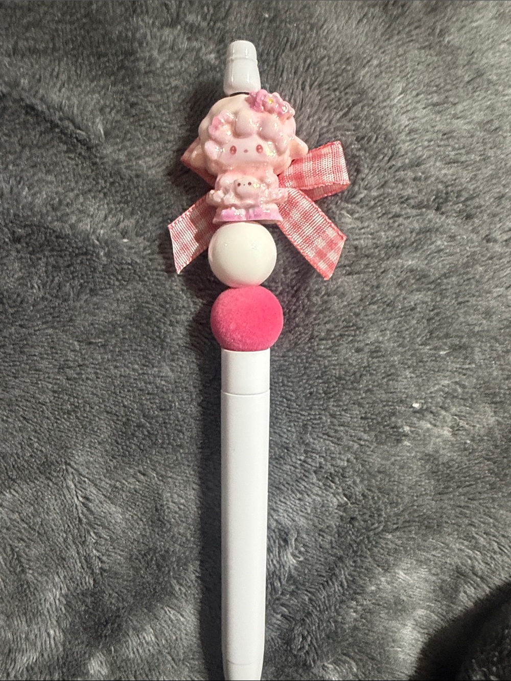 Pink Cute My Piano Character Beaded Pen.